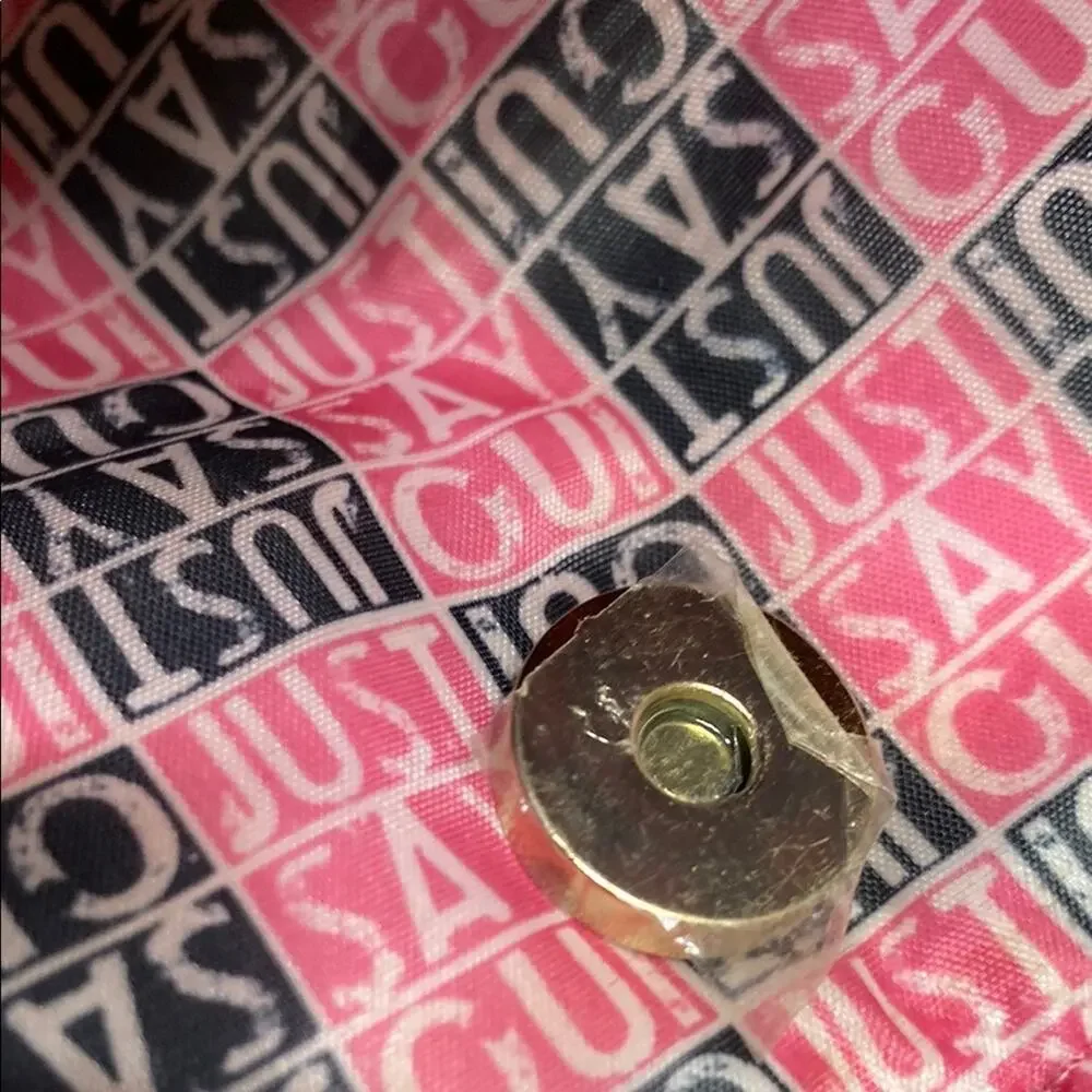 Juicy Couture “Just Say Oui!” Pink Red Glossy + Velvet Tote Bag w/ Charm Gold